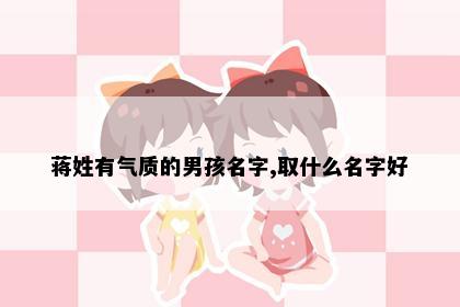 蒋姓有气质的男孩名字,取什么名字好